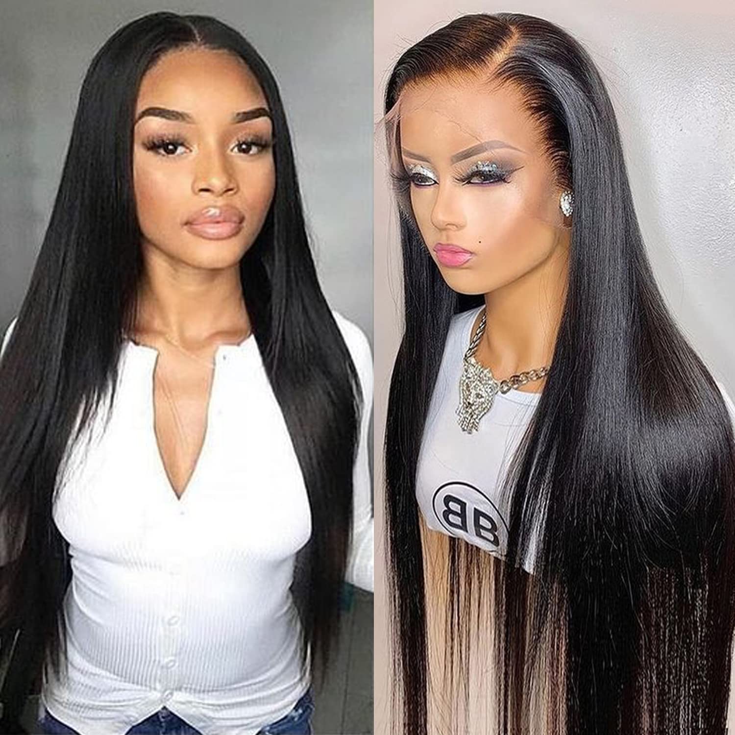 daparo Straight Lace Front Wigs Pre Plucked 13x4 HD Transparent Lace Frontal Wigs with Baby Hair 180% Density Glueless Wigs for Women Natural Color 30inch