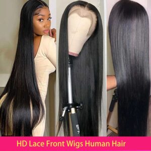 daparo Straight Lace Front Wigs Pre Plucked 13x4 HD Transparent Lace Frontal Wigs with Baby Hair 180% Density Glueless Wigs for Women Natural Color 30inch