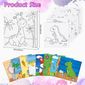 8 Pack Pre Drawn Canvas for Painting, 8" X 8" Cute Animals Painting Canvas Bulk, Art Canvases for Painting for Kids Students School Home, Easter Gifts