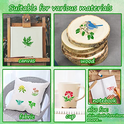 Stencils for Painting, 60pcs 3 Inch Reusable Samll Stencils for Crafts on Fabric Wood Wall Rock and Other Home Decor, Flower Stencils & Other Plant Stencils, Butterfly Stencils