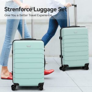 Strenforce Luggage Sets 20/24/28 inch Lightweight Suitcase Sets with Double Spinner Wheels TSA Lock For Travel Trips, mint green