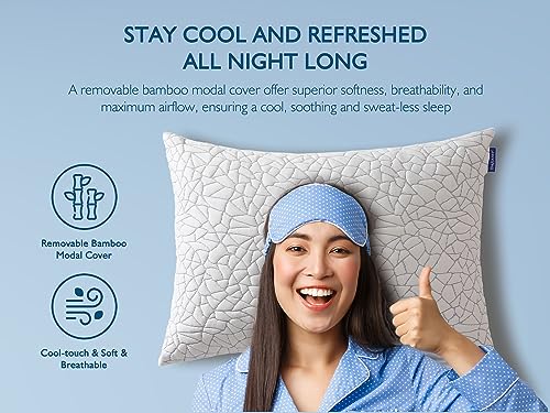 Dafinner Shredded Memory Foam Body Pillow for Adults, Removable Cooling Bamboo Rayon Cover, Soft-to-Firm Adjustable Loft, Full Body Long Bed Pillow for Stomach, Back or Side Sleepers, 20x54”