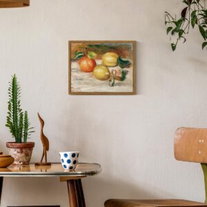 ARPEOTCY Framed Canvas Lemons Wall Art, Vintage Still Life Wall Art Home Decor, Classical Farmhouse Fruit Oil Painting Wall Decor for Kitchen, Dining Decor, 8x10 inch (Lemons and Orange)