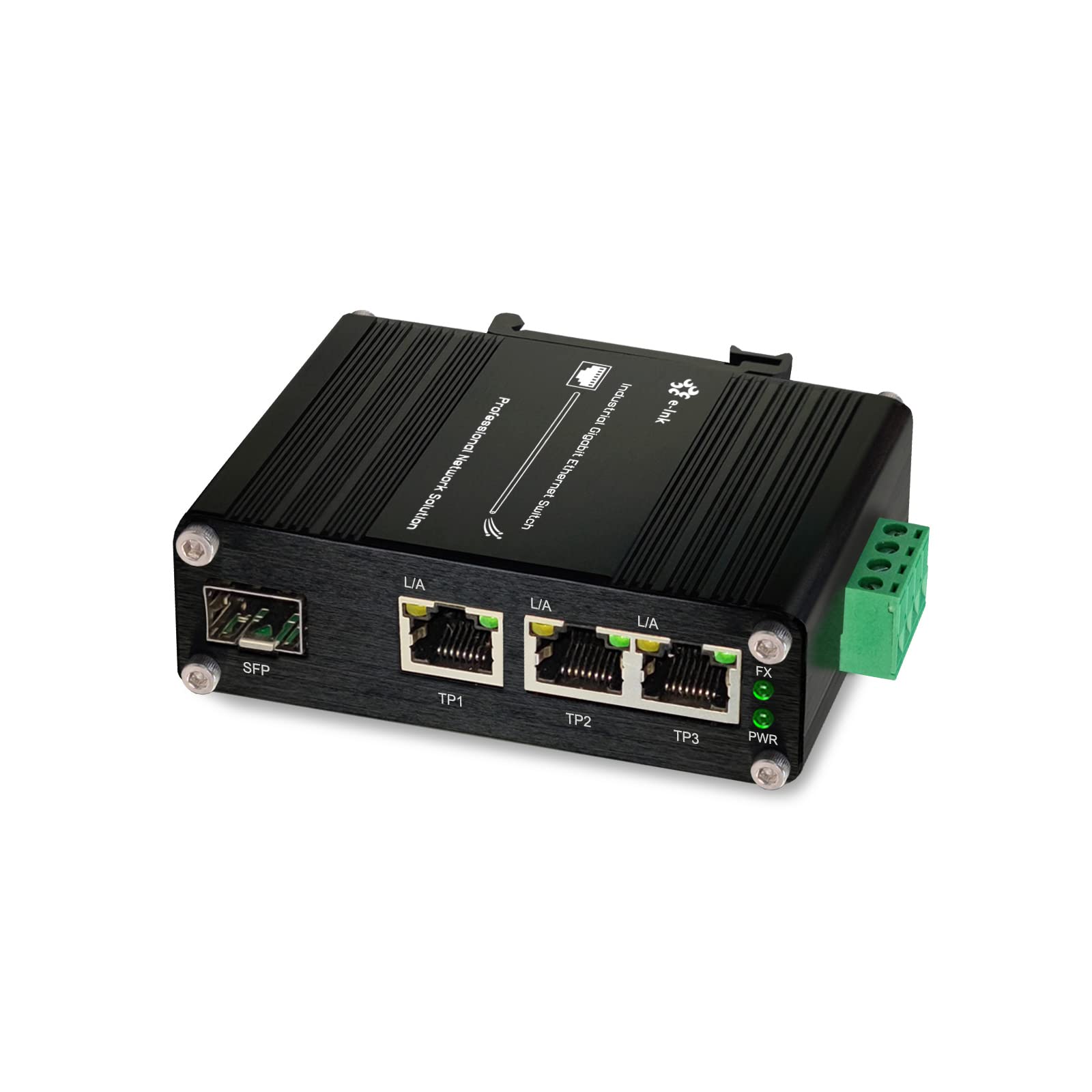 Throncom Industrial Gigabit 3 Ports Ethernet Switch Hardened 10/100/1000Mbps Fiber Switch with 100/1000M Adaptive SFP Slot Din Rail /Wall Mount Unmanaged Network Switch 12-48V DC 4-port Switch