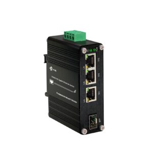 Throncom Industrial Gigabit 3 Ports Ethernet Switch Hardened 10/100/1000Mbps Fiber Switch with 100/1000M Adaptive SFP Slot Din Rail /Wall Mount Unmanaged Network Switch 12-48V DC 4-port Switch