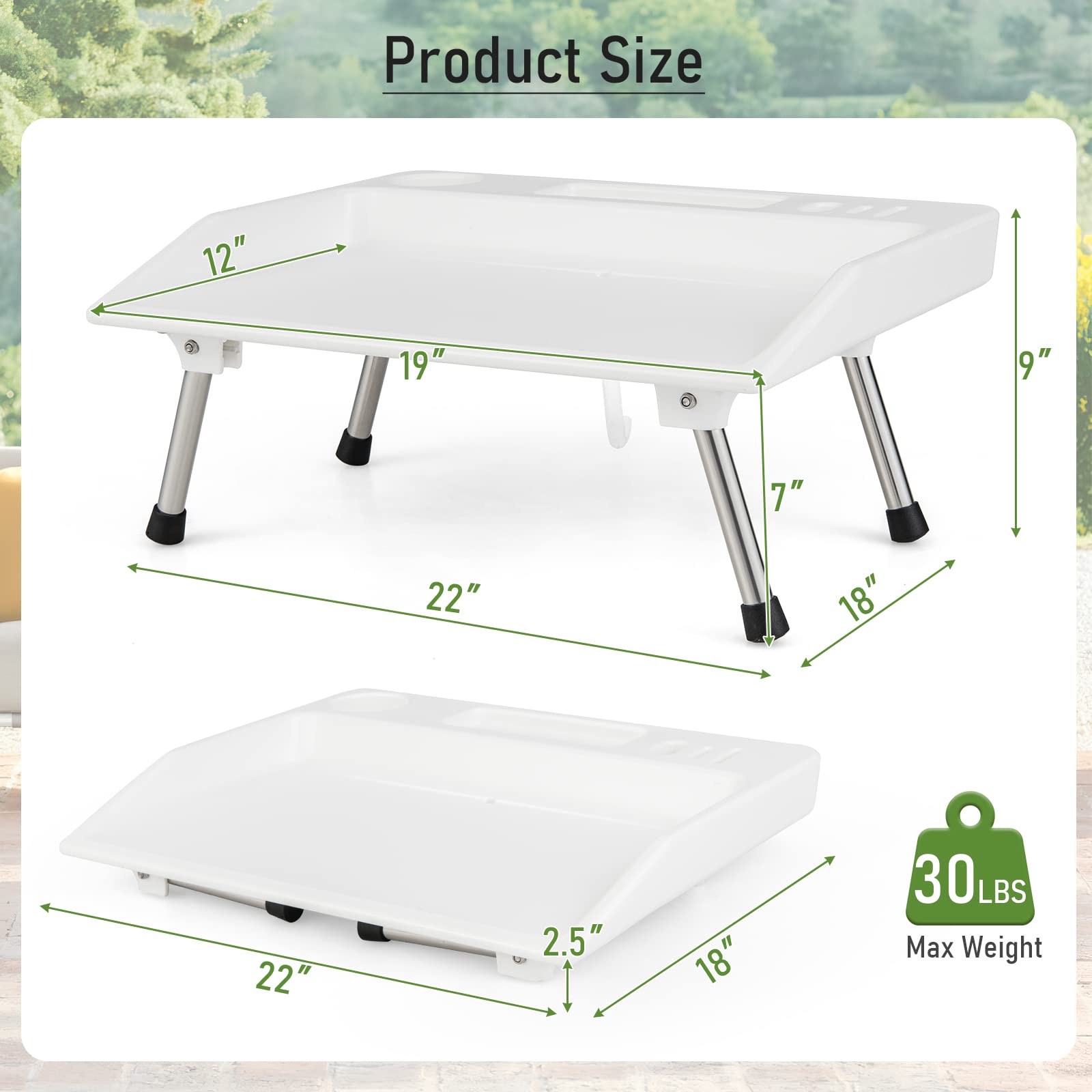 S AFSTAR Folding Fish Cleaning Table, Portable Fish Fillet Cutting Table w/Knife Slots, Cup Holder, Drainage Hose, Compact Boat Bait Table, Small Cutting Board for Camping Picnic Beach