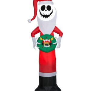 Nightmare Before Christmas Jack Skellington 5.5 Feet Tall Inflatable Blow Up Santa Costume Holding Monster Wreath