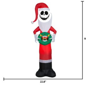 Nightmare Before Christmas Jack Skellington 5.5 Feet Tall Inflatable Blow Up Santa Costume Holding Monster Wreath