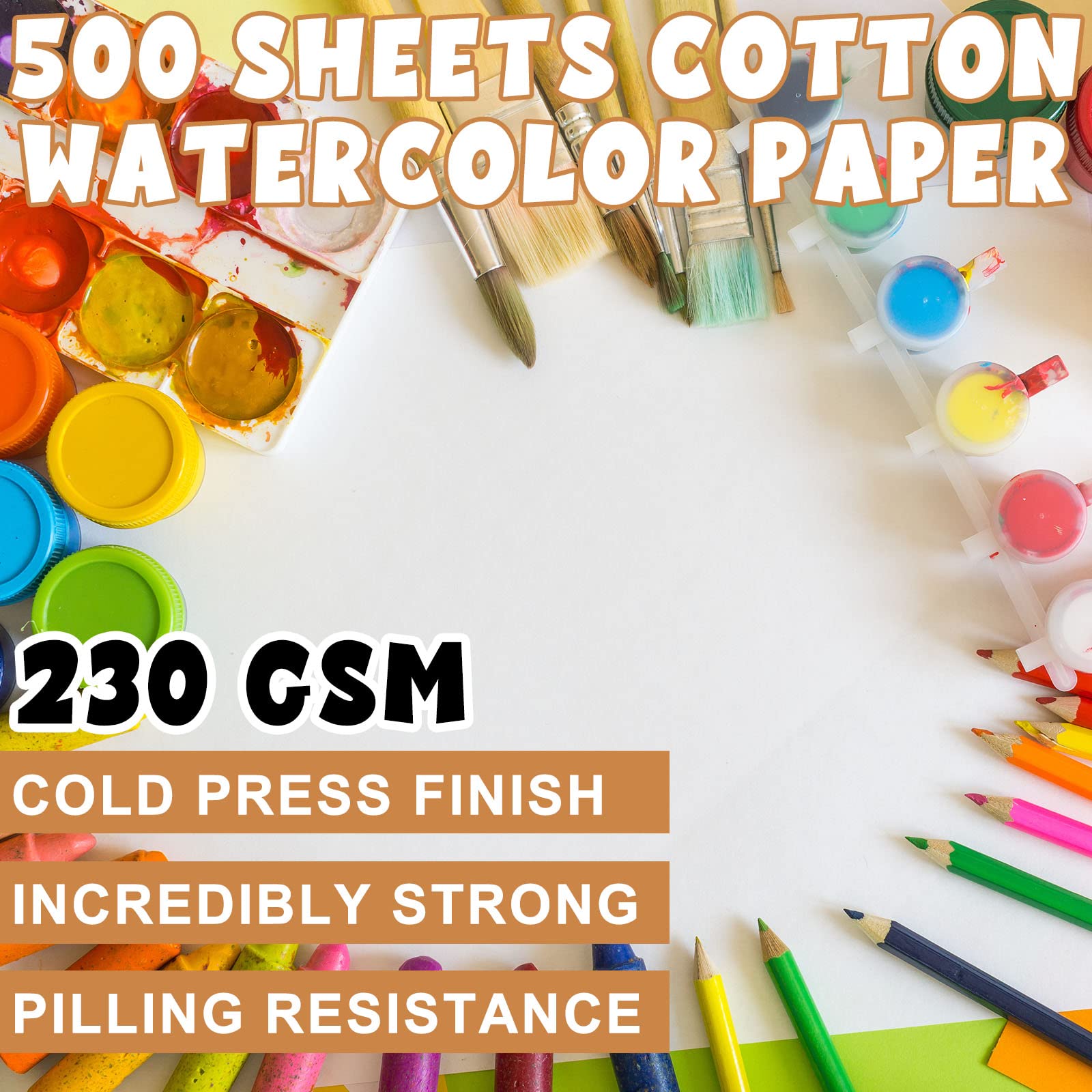 Outus 500 Sheets Bulk Watercolor Paper for Kids White Cold Press Painting Paper Cotton Paper Painting Drawing Finger Paint Sketch Art Crafts for Child Student Artist(6 x 9 Inch)