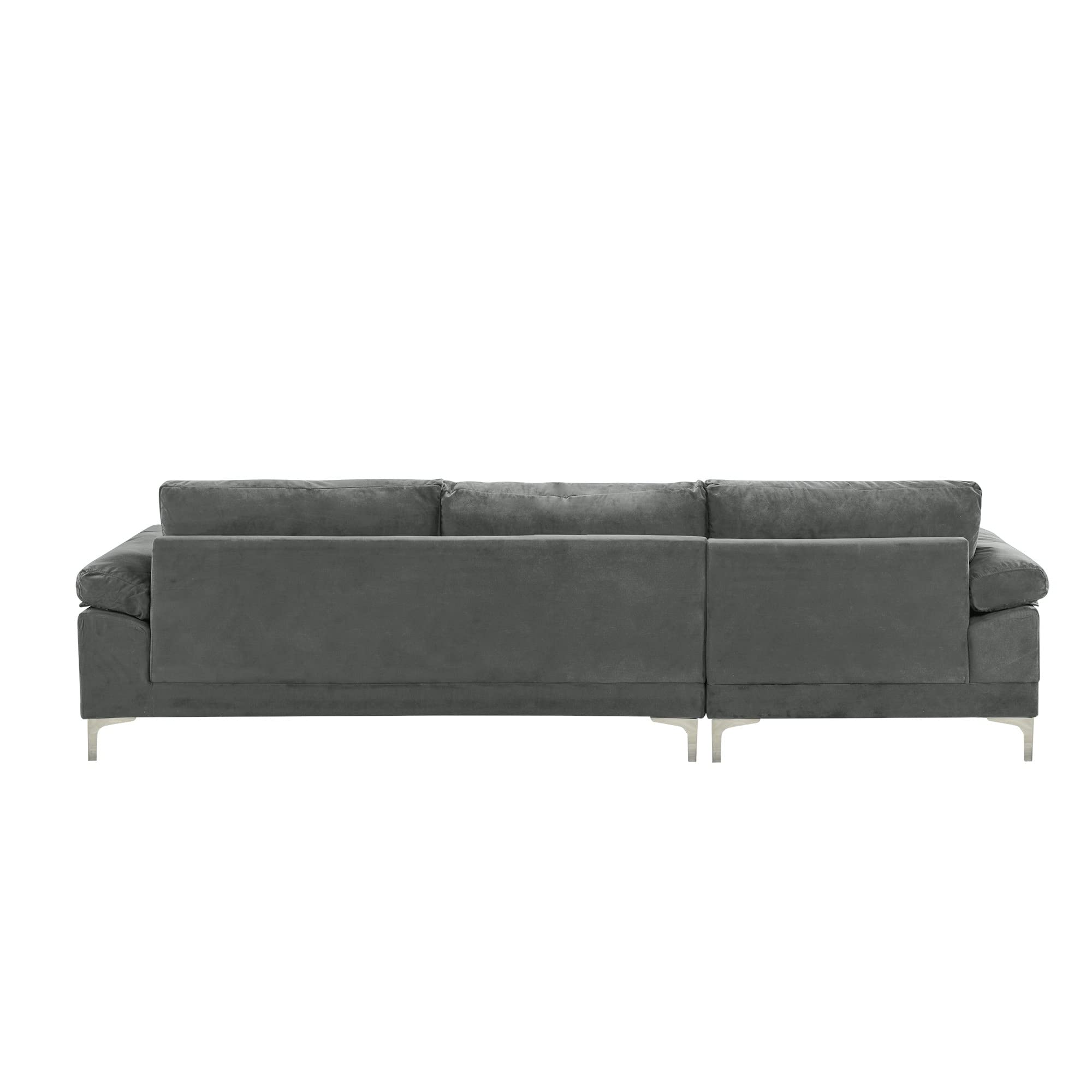 Casa Andrea Milano Modern Large Velvet L-Shape Sectional Sofa, with Extra Wide Chaise Lounge Couch