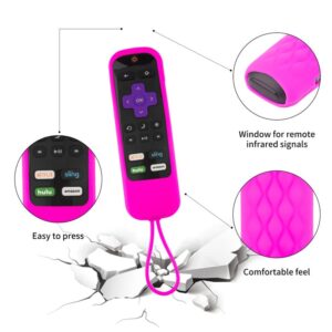 2 Pack Case for Roku Express/Streaming Stick/Premiere - Silicone Remote Cover for TCL Hisense Roku TV Remote Sleeve Skin Smart TV Remote Control Replacement Cover Case(Purple and Rose)