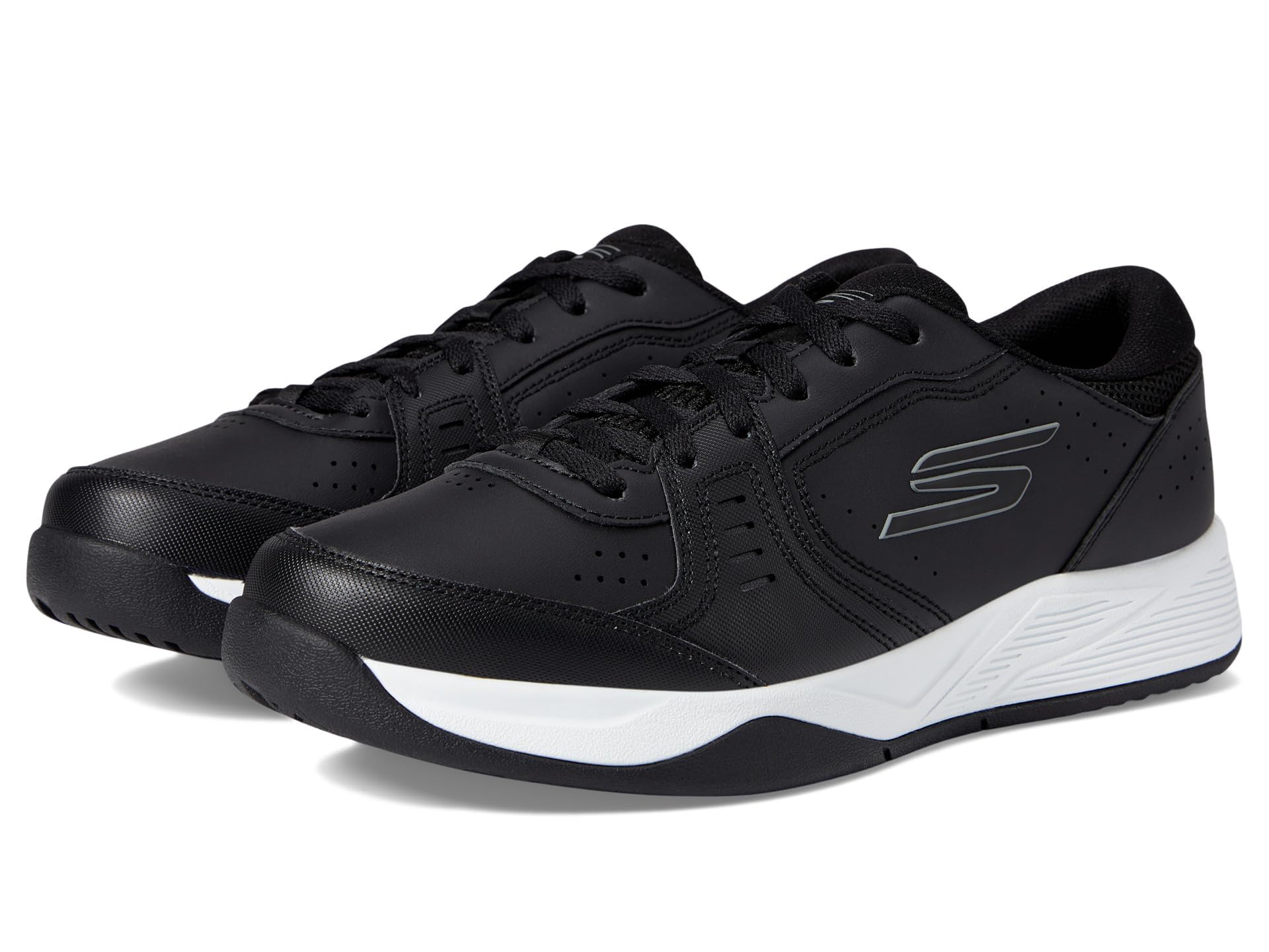 Skechers Men's Viper Court Smash-Athletic Indoor Outdoor Pickleball Shoes | Relaxed Fit Sneakers, Black/White, 10.5 X-Wide