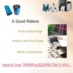 (10 Rolls) 4.33'' x 984' Premium Resin Enhanced Wax Ribbon, 110mm x 300m Black Thermal Transfer Ribbon, Barcode Thermal Label Printer ribbon, CSO-ink outside, 1'' Core for Zebra, TSC, GoDex, Citizen