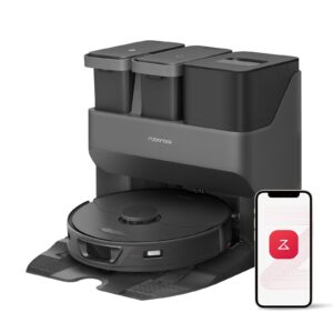 roborock s7 max ultra robot vacuum and mop combo, auto mop drying/ washing, self-emptying, self-refilling, 5500pa suction, reactive tech obstacle avoidance, black (rockdock ultra series)