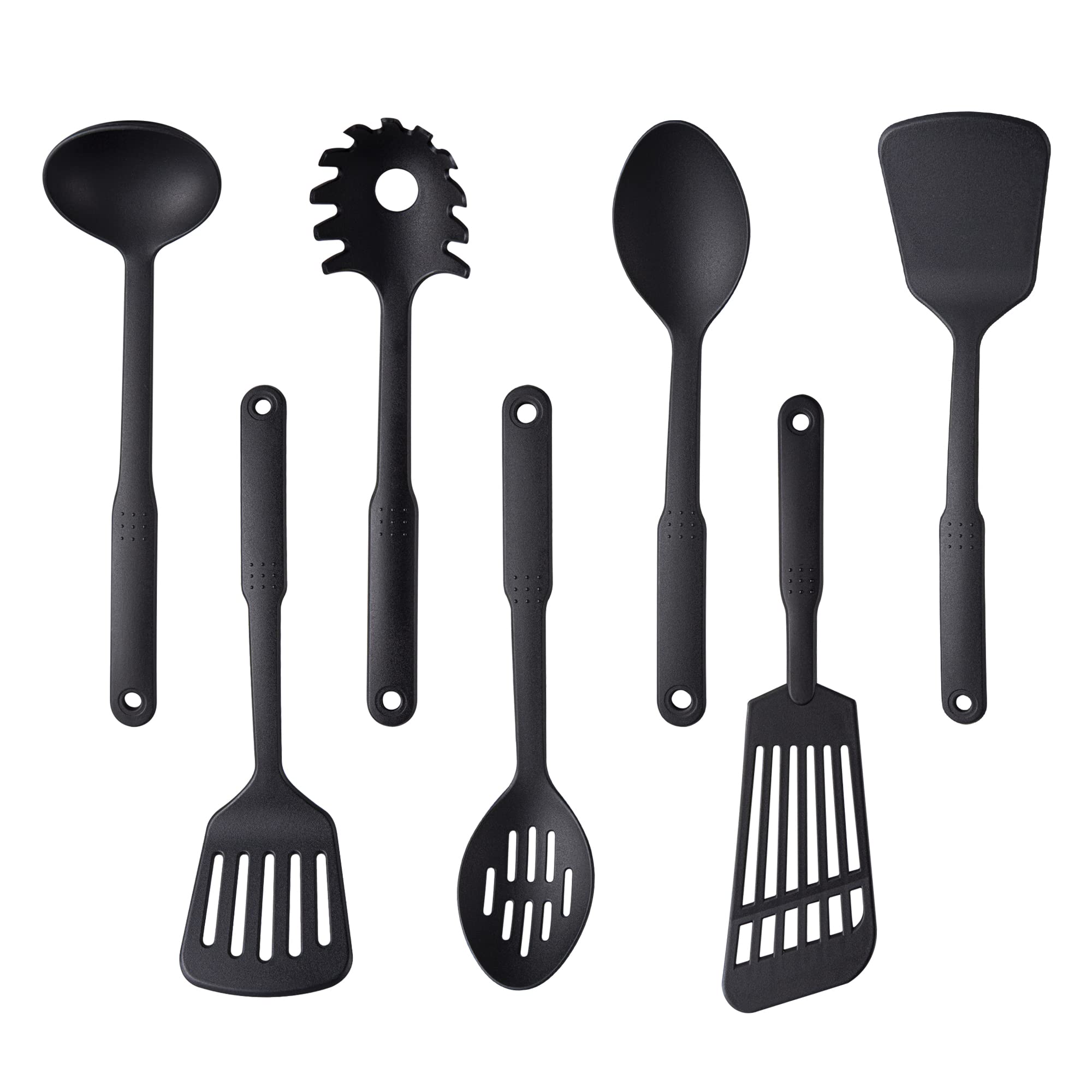 Kitchen Utensils Set, 7PCS Cooking Utensils Set 410F° Heat Resistant & Non-stick Food Nylon Kitchen Gadgets Accessories For Cookware, BPA Free Kitchen Tools Gift (Black)