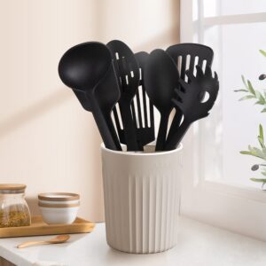 Kitchen Utensils Set, 7PCS Cooking Utensils Set 410F° Heat Resistant & Non-stick Food Nylon Kitchen Gadgets Accessories For Cookware, BPA Free Kitchen Tools Gift (Black)