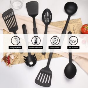 Kitchen Utensils Set, 7PCS Cooking Utensils Set 410F° Heat Resistant & Non-stick Food Nylon Kitchen Gadgets Accessories For Cookware, BPA Free Kitchen Tools Gift (Black)