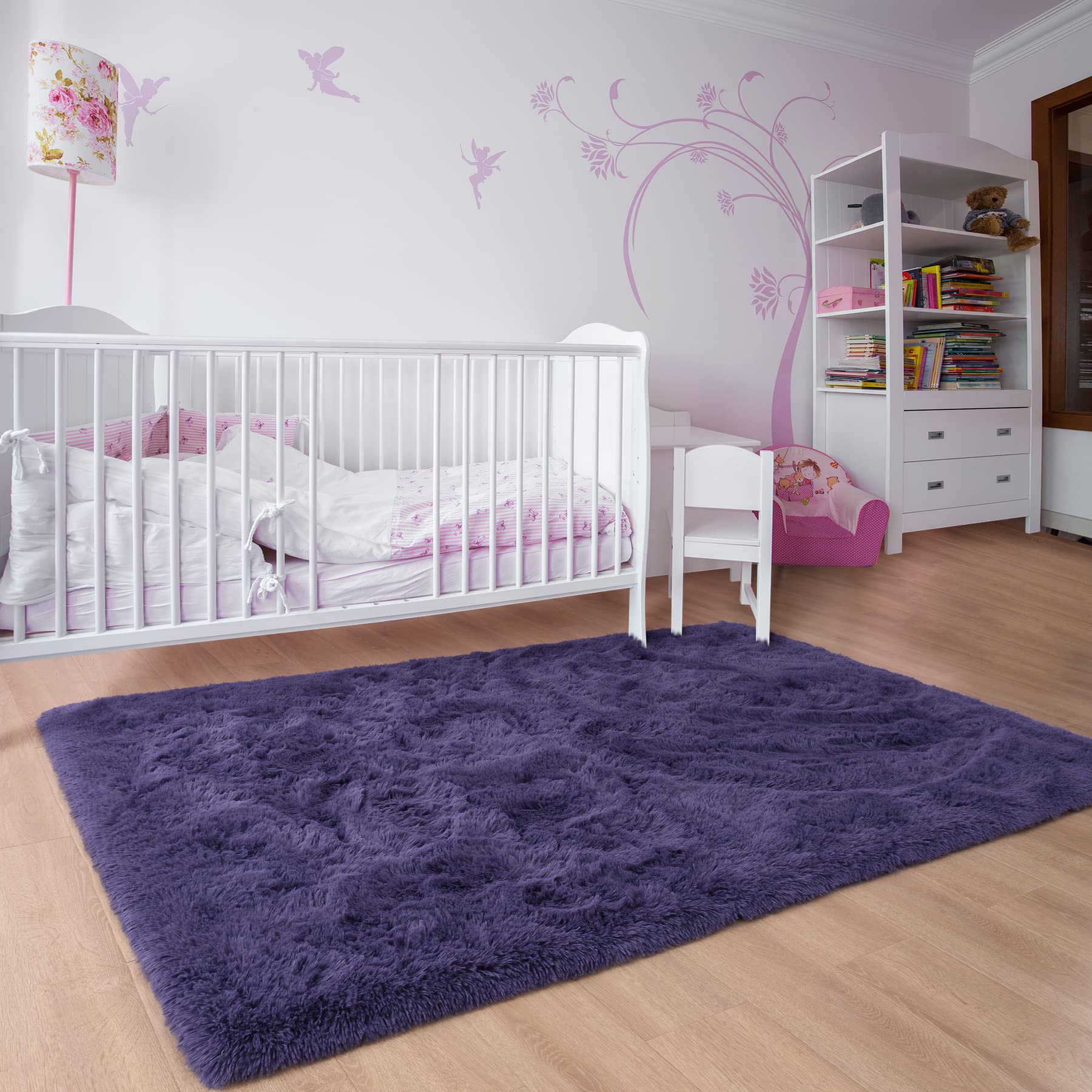 Noahas Fluffy Taro Purple Rug for Living Room 8x10 Area Rugs,Thick Plush Shag Rug,Large Living Room Rugs,Big Fuzzy Carpet,Shaggy Rugs for Bedroom,Soft Comfy Kids Nursery Rug Living Room Decor