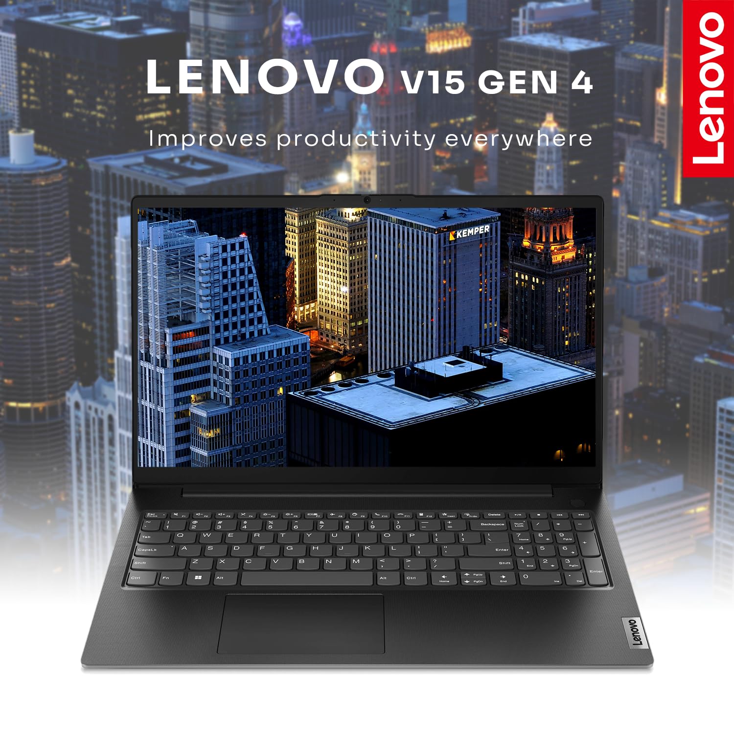 Lenovo V15 Gen 4 Business Laptop, 15.6" FHD Screen, AMD Ryzen 5 5500U, 12GB RAM, 512GB SSD, Webcam, HDMI, Wi-Fi, Windows 11 Pro, Black