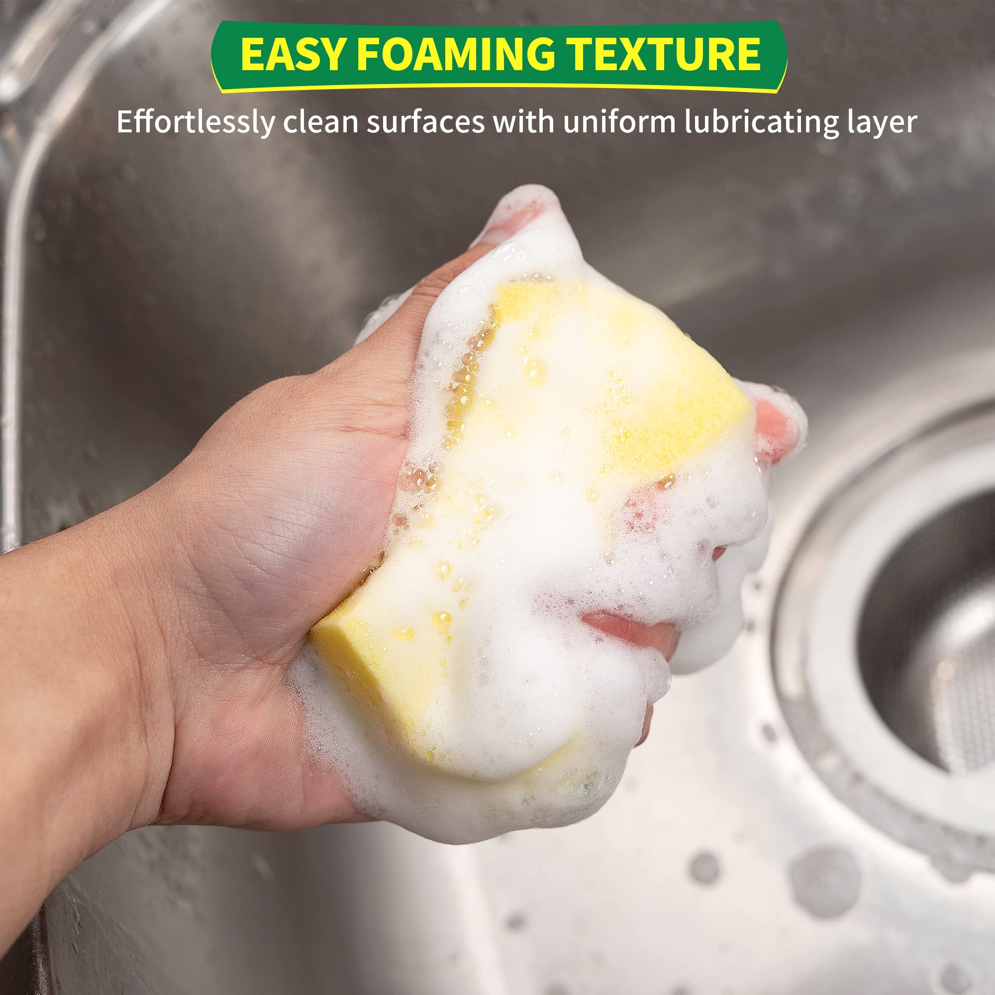 HOMERHYME Heavy Duty Scrub Sponges 24 Pack, Double-side Design, Long-lasting Kitchen Sponges, High Density Dish Sponge.