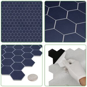 INNO STICKERS 10 Sheets Hexagon Peel and Stick Tile Backsplash,Waterproof Stick on Backsplash, 11.42" x 11.42" Self-Adhesive Marble Tiles for Kitchen,Bathroom,Bedroom, Navy Blue