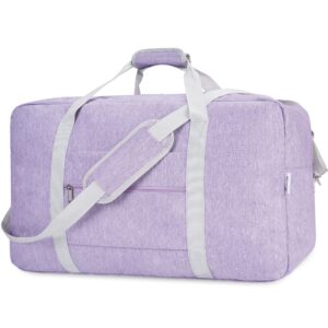 extra large travel duffel bag foldable weekender packable lightweight luggage bag overnight for women and men 85l (purple (with shoulder strap))