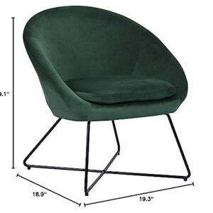 FurniutreR Mid-Century Living Room Velvet Chiar Single Sofa Comfy Upholstered Lounge Arm Leisure Accent Chair, Dark Green