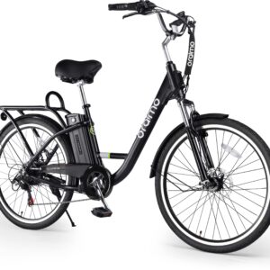 Oraimo Electric Bike for Adults 3A Fast Charge, 36V 10.4Ah UL-Certified Li-ion Battery, 350W Brushless Motor, 26" Aluminum Ebike 2X Load Rear Rack, Air Saddle, Shimano 7 Speed (Black, Standard)