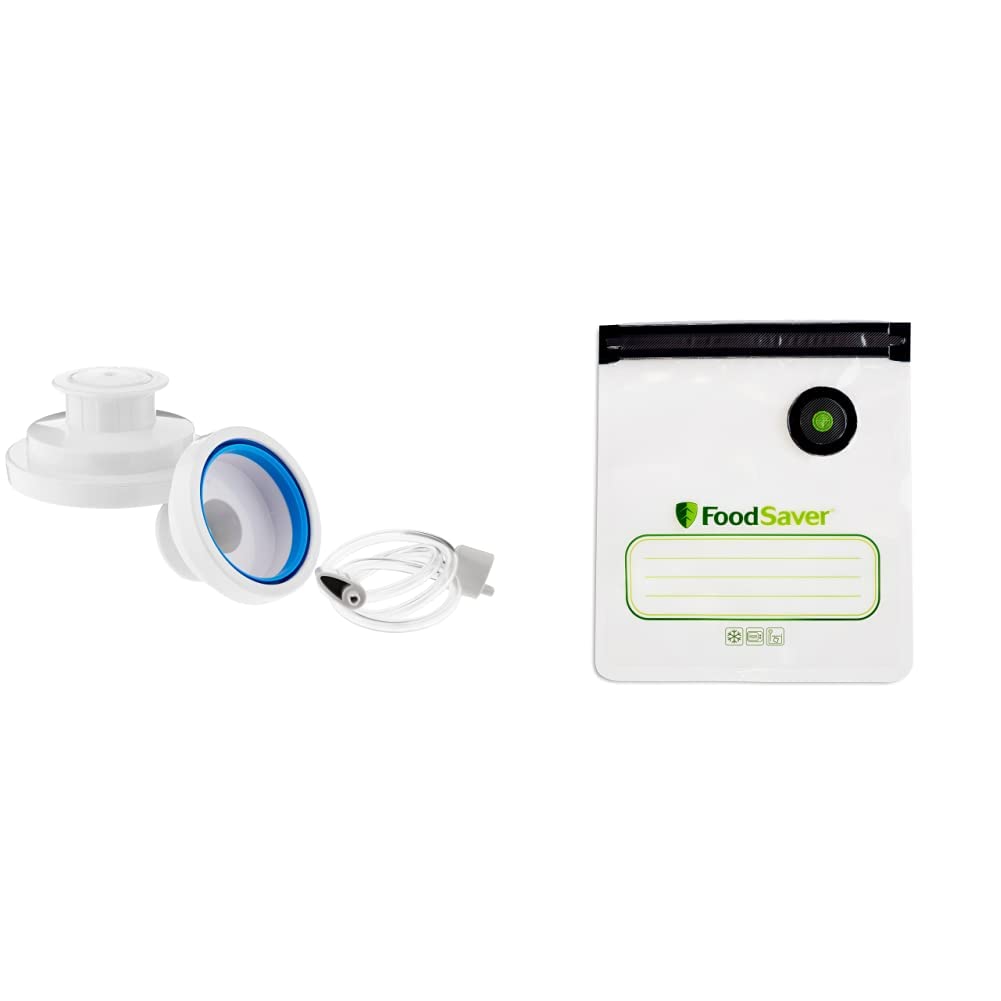 FoodSaver Plastic Jar Sealer Bundle for Vacuum Sealing Jars and Reusable Storage Bags