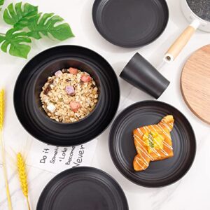 Supernal Wheat Straw Dinnerware Sets,Unbreakable Dinner Plates for 8,Microwave Dishwasher Safe,Reusable Dinnerware,Black Set 16pcs Plates, 8pcs Bowls, 8pcs Cups.