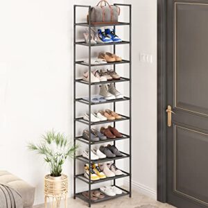 z&l house 10 tier shoe rack tall, sturdy free standing narrow shoe stand, store 20-24 pairs of shoes, stackable shoe organizer storage shelf for entryway to increase the use of space