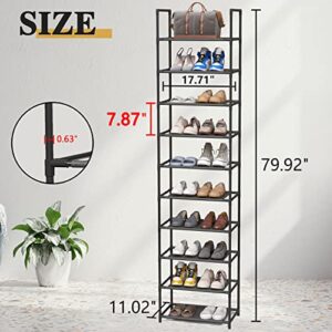 Z&L HOUSE 10 Tier Shoe Rack Tall, Sturdy Free Standing Narrow Shoe Stand, Store 20-24 Pairs of Shoes, Stackable Shoe Organizer Storage Shelf for Entryway to Increase The Use of Space