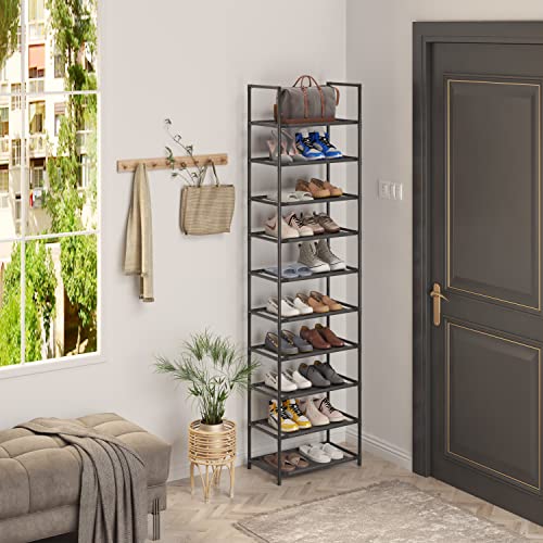 Z&L HOUSE 10 Tier Shoe Rack Tall, Sturdy Free Standing Narrow Shoe Stand, Store 20-24 Pairs of Shoes, Stackable Shoe Organizer Storage Shelf for Entryway to Increase The Use of Space