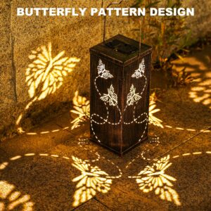 Cagosufs Butterfly Solar Lights Outdoor Garden Decor with Ground Stake, Metal Solar Lanterns Waterproof Outside Christmas Decorations for Patio Lawn Yard Landscape Women Gifts