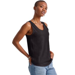 Hanes Originals Top, Cotton Tanks for Women, Relaxed Fit, Sleeveless, Plus, Black, Large