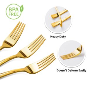 Goodluck 50 Pack Gold Plastic Forks, Heavy Duty Gold Forks Disposable, Gold Plastic Cutlery Perfect for Weddings, Parties, Dinners