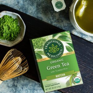 Traditional Medicinals Organic Green Tea With Toasted Rice, Matcha (Pack of 2) 32 Tea Bags Total