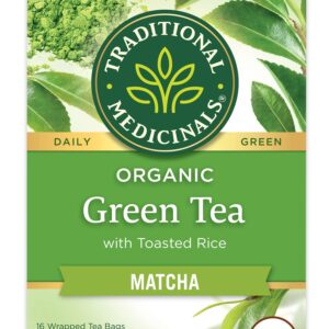 Traditional Medicinals Organic Green Tea With Toasted Rice, Matcha (Pack of 2) 32 Tea Bags Total