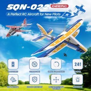 DEERC RC Plane, 2.4GHZ Remote Control Airplane W/ 3 Batteries & 6-axis Gyro Stabilizer, 2CH RTF RC Glider Toy for Beginners Kids Boys Girls Adults