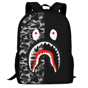 HAIXING Camo Shark Backpack Laptop Backpack For Boys Travel Bag Casual Daypack Hiking Bag For Girls 17inch School Begin Gifts