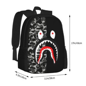 HAIXING Camo Shark Backpack Laptop Backpack For Boys Travel Bag Casual Daypack Hiking Bag For Girls 17inch School Begin Gifts