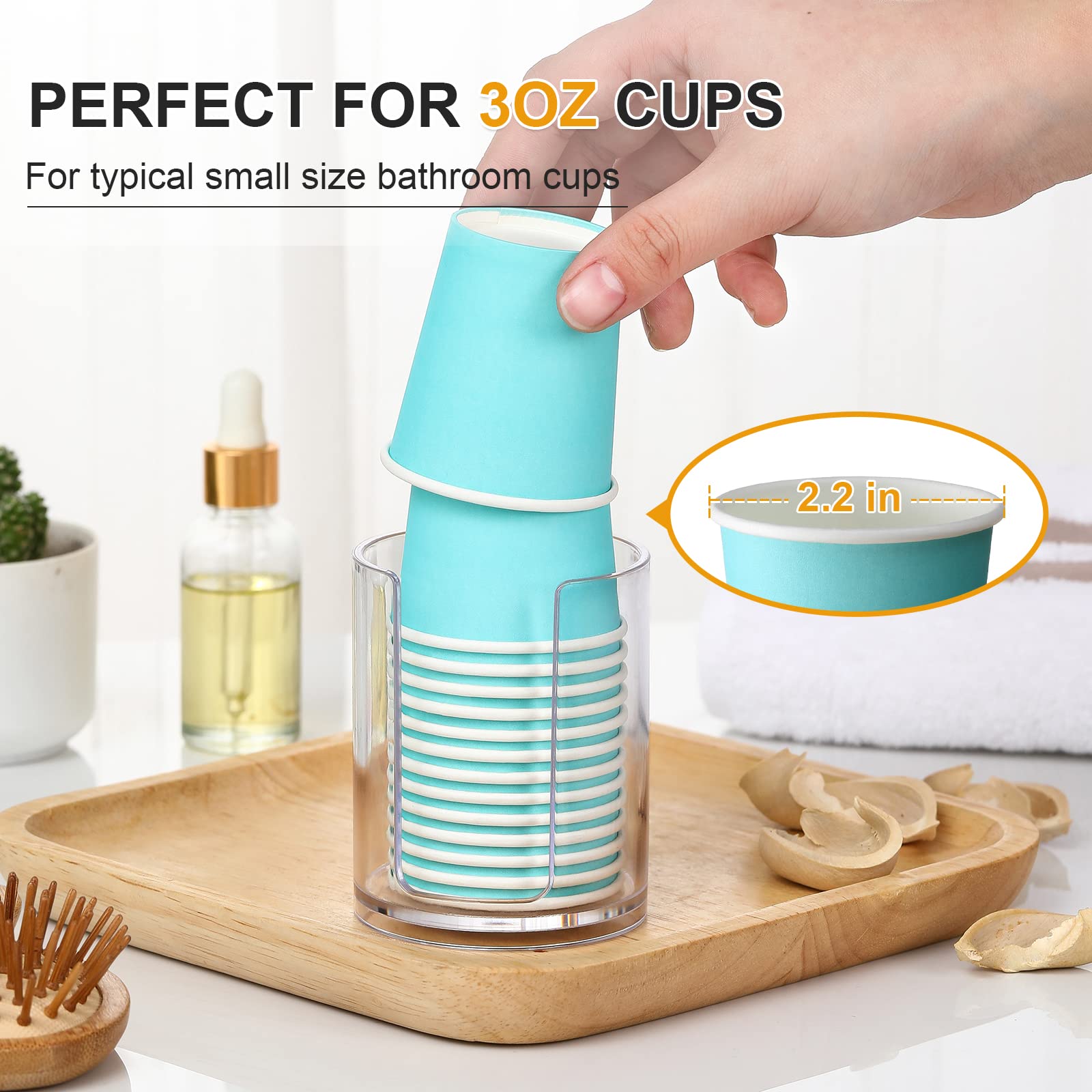 AOZITA Bathroom Cup Dispenser, 2 Pack Mouthwash Cups Holder, Small Disposable Paper Cup Holders for Rinsing Cups On Bathroom Vanity Countertops