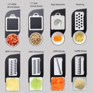 vegetable chopper Gray 12 in 1 multifunction food veggie slicer chopper onion dicer vegetable cutter set egg slicer hand chopper for vegetables veggie cutter veggie slicer food chopper with container