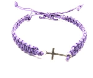 cross charm hemp bracelet christian religious purple adjustable cord for men women teen girls handmade beach hemp jewelry