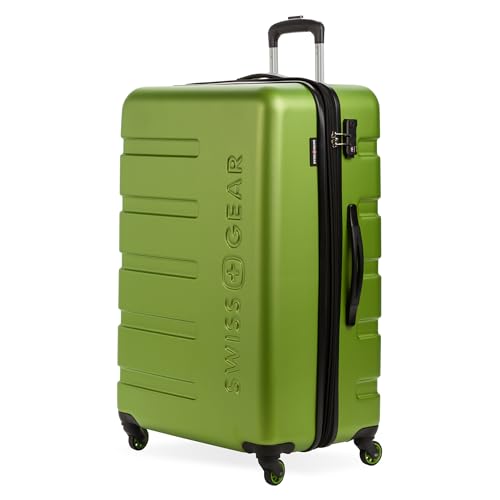 SwissGear 7366 Hardside Expandable Luggage with Spinner Wheels, Green, Checked-Large 27-Inch