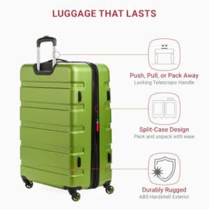 SwissGear 7366 Hardside Expandable Luggage with Spinner Wheels, Green, Checked-Large 27-Inch