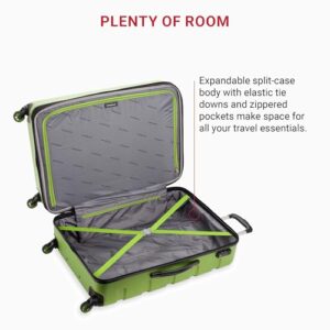 SwissGear 7366 Hardside Expandable Luggage with Spinner Wheels, Green, Checked-Large 27-Inch