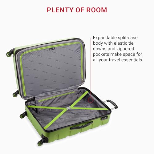 SwissGear 7366 Hardside Expandable Luggage with Spinner Wheels, Green, Checked-Large 27-Inch