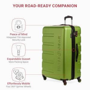 SwissGear 7366 Hardside Expandable Luggage with Spinner Wheels, Green, Checked-Large 27-Inch