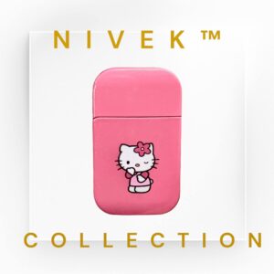 NIVEK Kitty Lighter Pink Flame KT Cat Dress Pink Top Torch Pocket Size Glitter Y2K Refillable Kawaii Windproof Flame Anime with Box